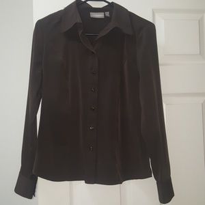 Women's dress shirt. Brown, long sleeve button